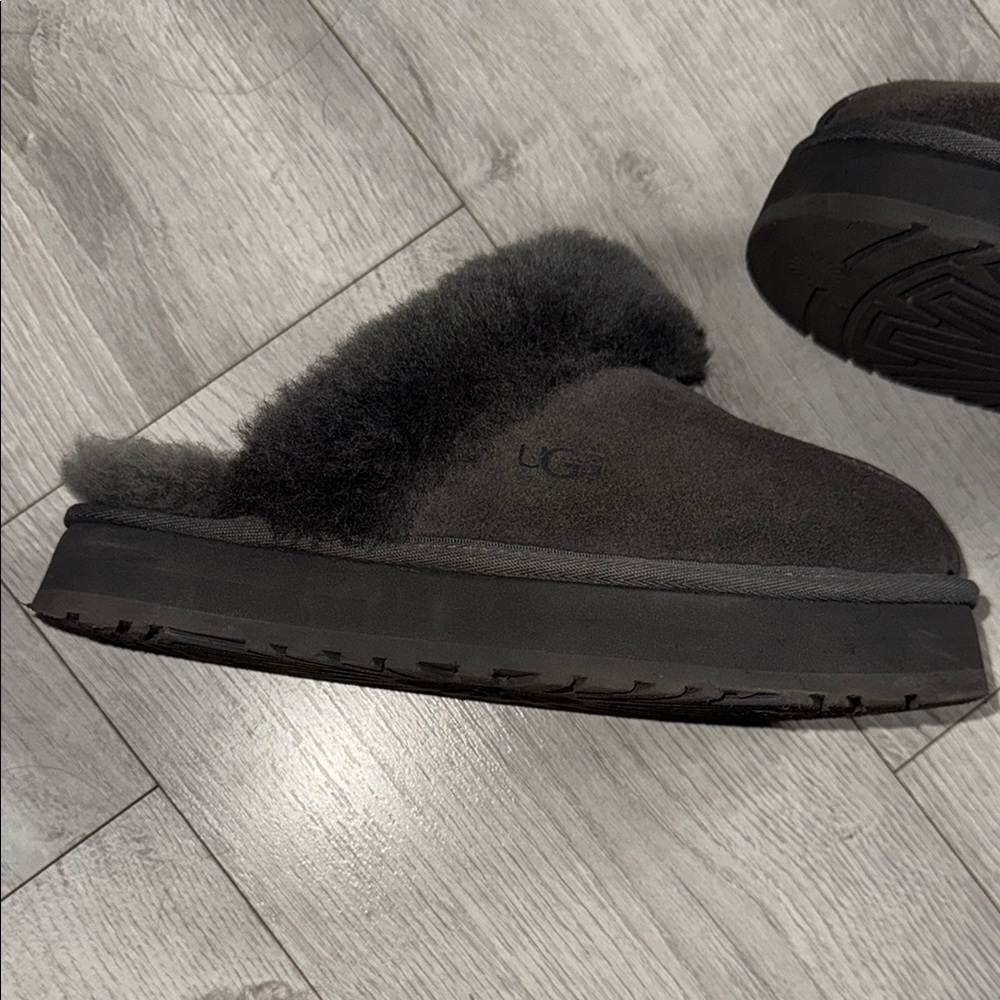 Ugg Gray Shearling Platform Slippers - image 4